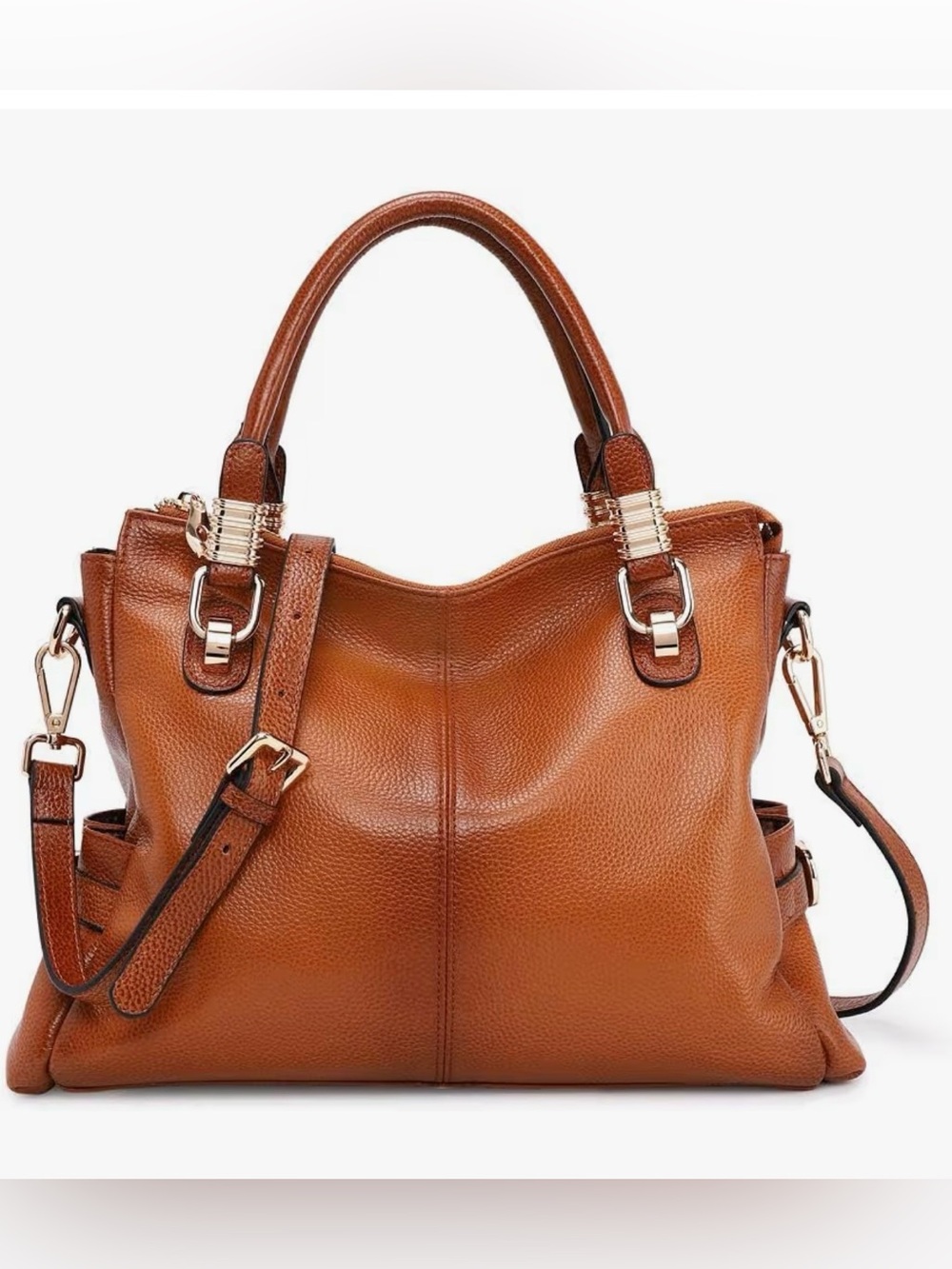 Kattee Large Cowhide Leather Satchel Tote Shoulder Bag with Adjustable Strap